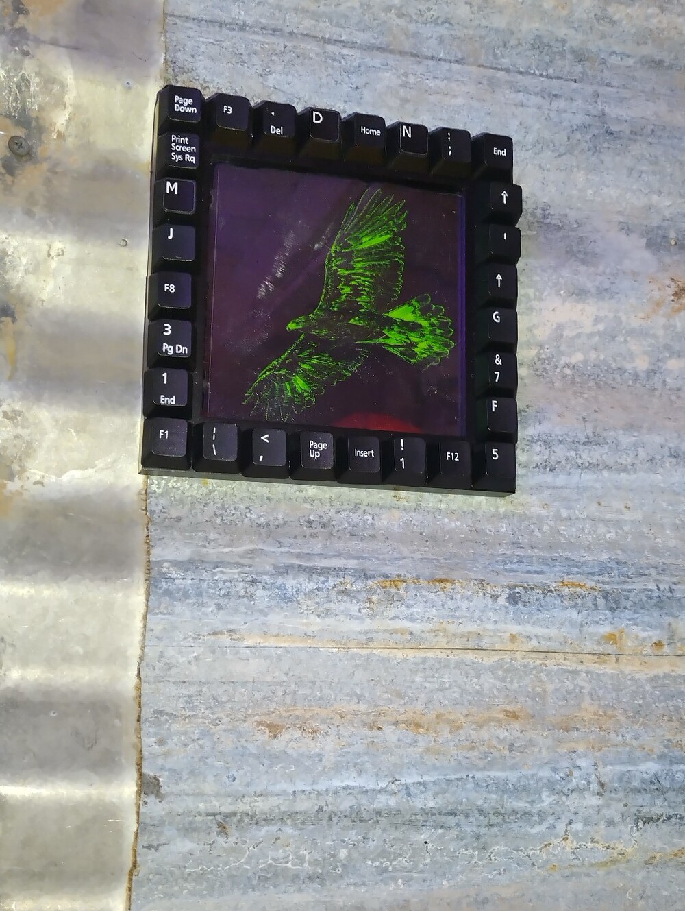 Hawk Retro Computer Style Framed Art Print In Keyboard Frame By Neon Nicho
